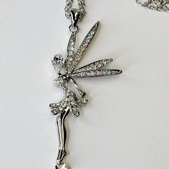 Tinkerbell Fairy Necklace with fashion aurora borealis crystals - Picture 9 of 11
